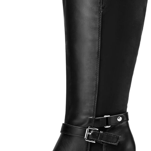 Women's Knee High Boots Chunky Heel Black - Picture 1 of 6